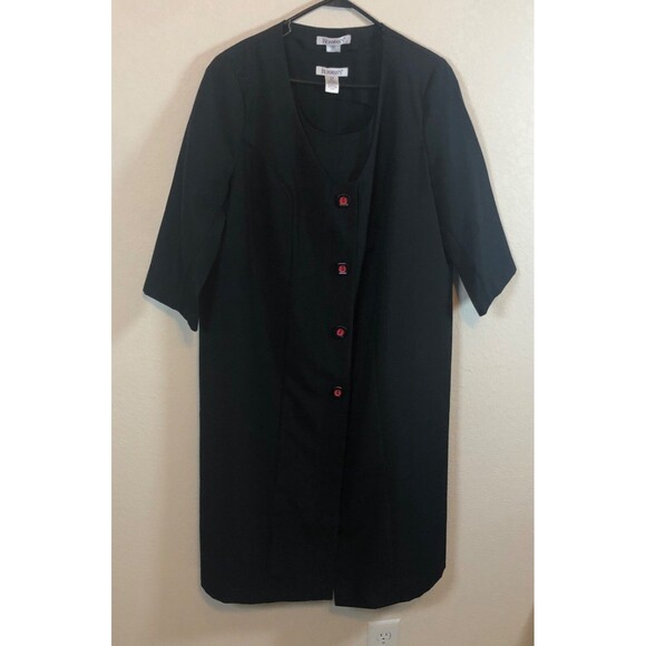 Romans dress Womens 16W Black Shift with matching full length jacket 3/4 sleeves - Picture 3 of 6